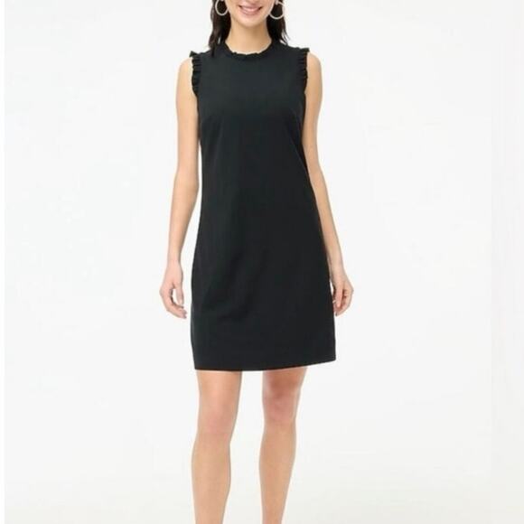 NWT J.Crew Factory Sleevless Ruffleneck Suiting Dress Lined In Black Size 8 - Picture 1 of 10